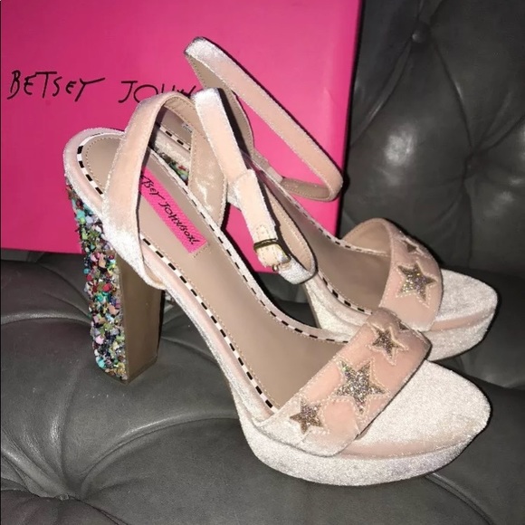 Betsey Johnson Shoes - Betsey Lola Embellished heels star embroidery 8.5